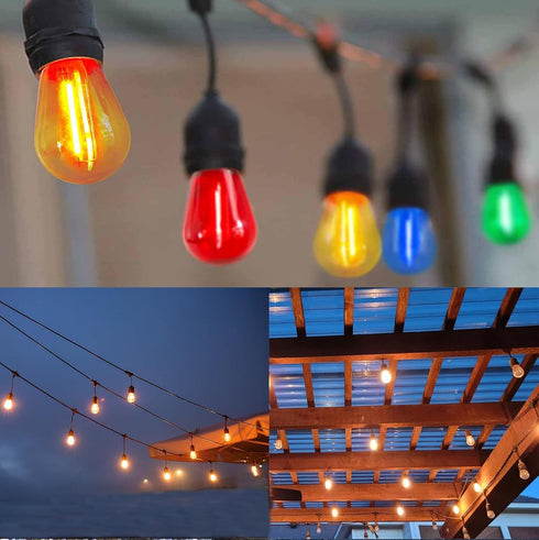 15 Pack S14 LED Orange Replacement Bulbs, 2W, E26 Base, Shatterproof Decorative for Outdoor Patio