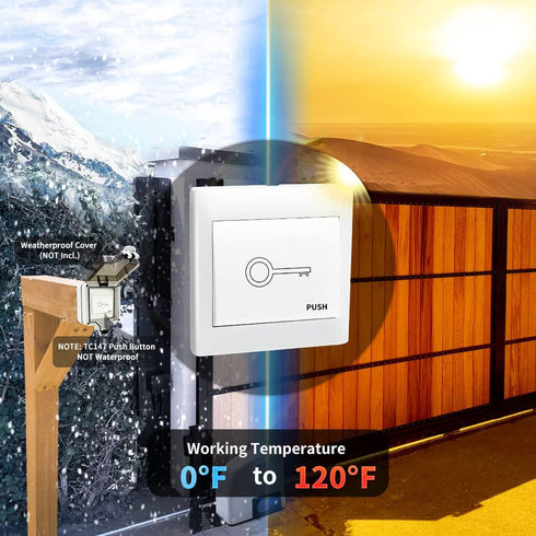 TOPENS TC147 Wall Push Button, Flush Mounted Wired Release Switch for Automatic Gate Opener