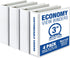 Samsill Economy 3 Inch 3 Ring Binder, Made in The USA, Round Ring Binder, Customizable Clear View Cover, White, 4 Pack