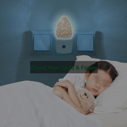 Uanvaha 0.5W Boho Gold Egg Night Light, Printed Bokeh Sparkle Design Plug into Wall with Dusk to Dawn Sensor, Soft Warm