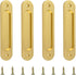 Oval Recessed Sliding Door Pulls, 4PCS Matte Gold Aluminum Alloy Handles with Screws for Sliding Doors Cabinets