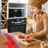 MSDADA Small Desk Book Stand: Adjustable Metal Cookbook Holder for Recipes and Textbooks (Red)