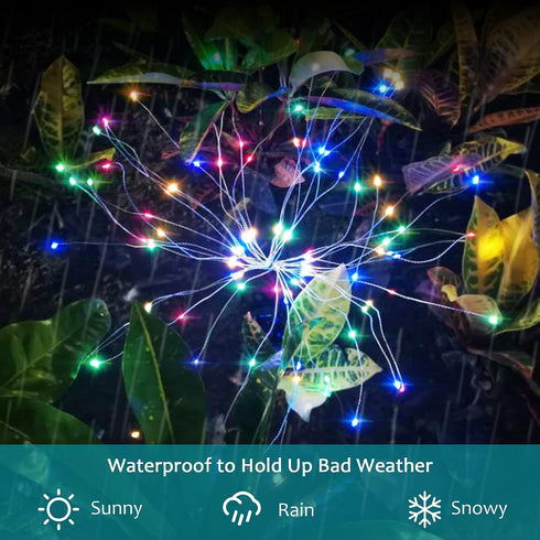 2 Pack 120 2 JJGoo Solar Firework Lights, LEDs Lighting Modes Solar Garden Lights Outdoor Waterproof for Yard Patio