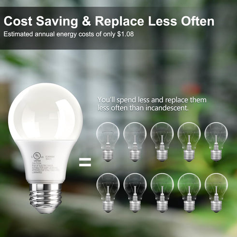 TJOY 6 Pack A19 LED Light Bulbs, 60 Watt Equivalent, 9W Efficient, Soft Warm White 2700K, E26 Standard Base,