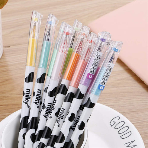 Yansanido 12 Colors Kawaii Cow Design Gel Pen, Office School Home Travel Gift for Friends and Students