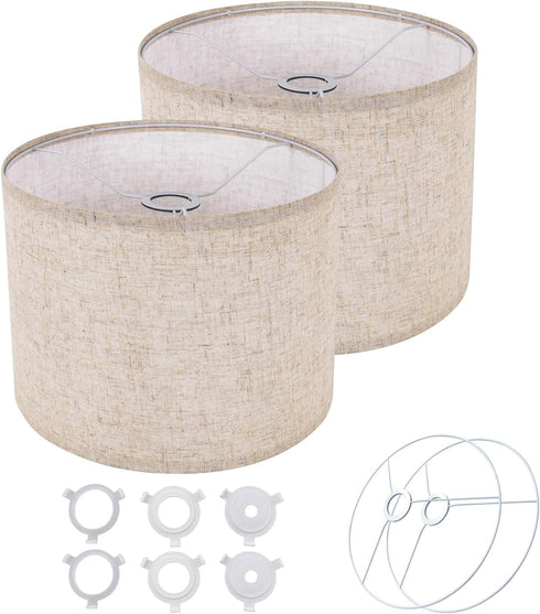 qvtekn Set of 2 drum big lamp shades for table lamps 13" Top