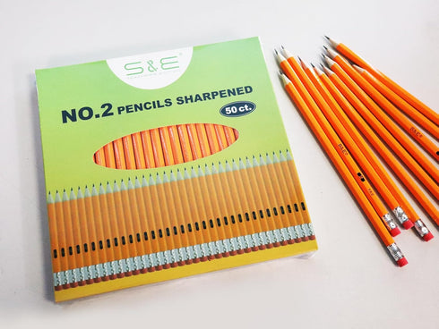 S & E TEACHER'S EDITION 50Pcs Wooden Pencils with Eraser Tops, Wood Pencil, Pre-sharpened Pencils with Eraser top, 2 HB Pencil for Writing Drawing Sketching by S & E TEACHER'S EDITION