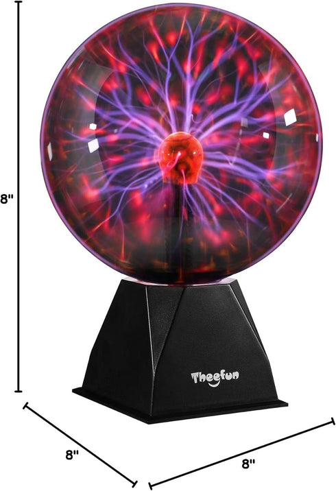 8 Inch Theefun Plasma Ball: Huge Plasma Globe Birthday Gifts Touch & Sound Sensitive Ball Lamp Electric Lightning