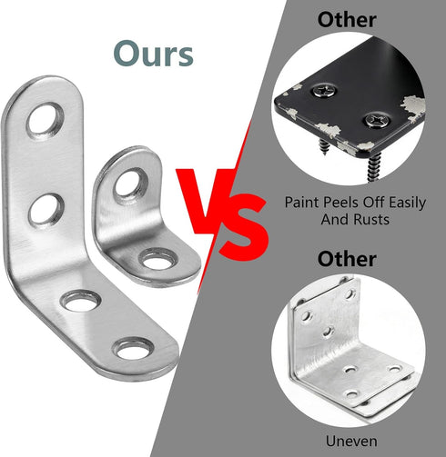 40 100 90 (1.57 Inch 0.79 Inch) Pcs L Bracket Stainless Steel Corner Brace with Pcs Screws, Degree Right Angle Bracket