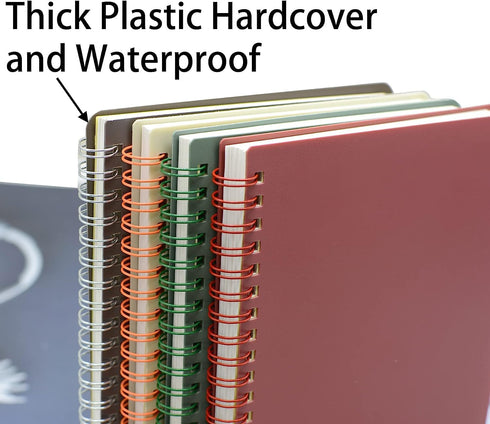 Yansanido Spiral Notebook, 4 Pcs B5 Thick Plastic Hardcover, 9.8x6.9 Inch, 80 Sheets Journal for School Office