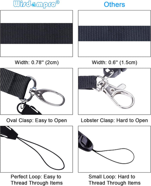 Wisdompro Office Lanyard, 5 Pack, 23 inch Quick Release Neck Strap with Detachable Buckle, Black