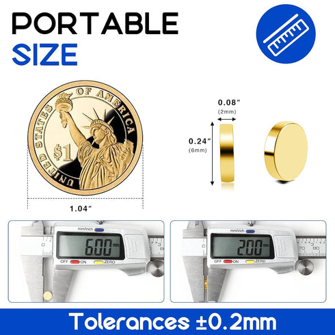Small Magnets 120PCS 6x2mm, Golden Strong Rare Earth Tiny Neodymium Disc Magnets for Crafts, DIY