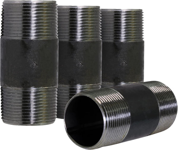 Everflow Supplies NPBL1230-4 Steel Nipple Pipe, 1/2" x 3" Black (Pack Of 4)