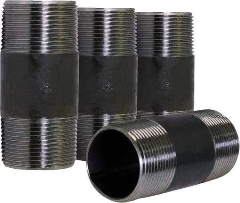 Everflow Supplies NPBL3430-4 Black Steel Nipple Pipe, Pack of 4