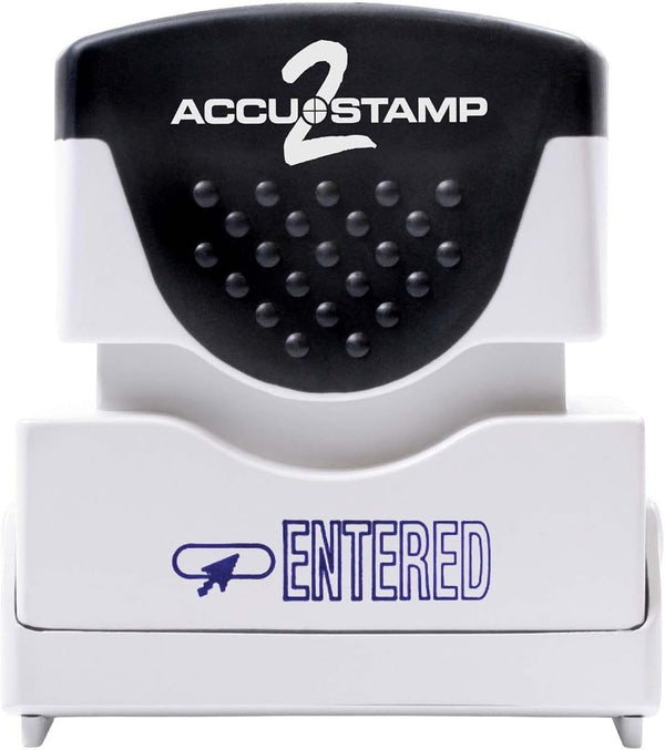 ACCUSTAMP2 035544 Pre-Inked Shutter Stamp Entered, Red/Blue Ink, 1 Count