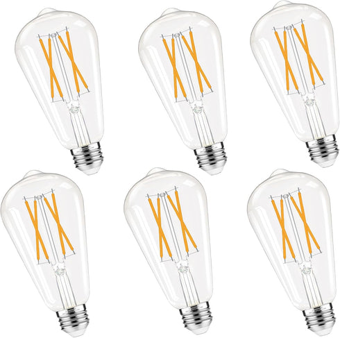 GvvooHome Dimmable Edison Bulbs, 2700K Warm White, 6W Equivalent to 60 watt