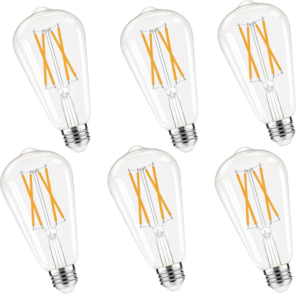 GvvooHome Dimmable Edison Bulbs, 2700K Warm White, 6W Equivalent to 60 watt