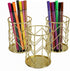 Yopay 4 Pack Pencil Cups, Round Wire Metal Pen Cups, Cylindrical Desktop Organizer for Office School Home, Golden,