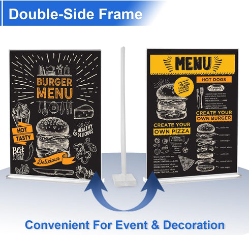 WAEFNO 10 Pack 8.5 11, Acrylic Sign Stand X Vertical T-Shape Clear Plastic Display, Double-Sided Clear Table Top Sign