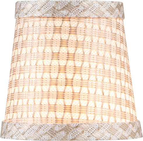 Aspen Creative 51017-2, 3" 4" 4" Set 2 Empire Clip-On Chandelier Lamp Shade, White & Beige, Top X Bottom X Slant