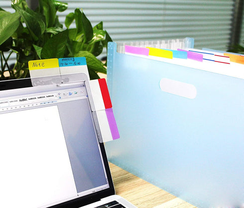 ELII 300 Pcs 2 Inch Sticky Index Tabs, Colorful Writable Transparent Book Tabs for Notebooks and Annotating