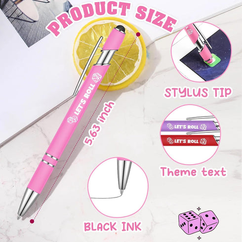 Chiisong 36 Pcs Bunco Gifts for Women Bunco Let's Roll Ballpoint Pens with Screens Touch Stylus Tips Funny Fine Point
