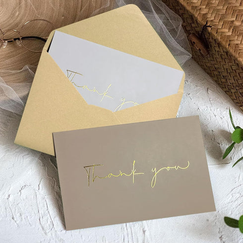 Obbyidk 40 Gold Foiled Thank You Cards with Envelopes, Thank You Card Assortments, Suitable for Baby Shower, Bridal