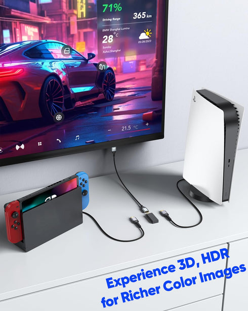 4K 10 4K@60Hz, 2K, 1080P, 3D PS5/PS4 HDMI Extension Cable FT HDMI Extender, HDMI Male to Female Adapter Cord ARC, HDR