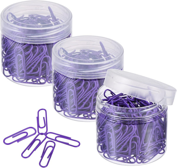 MECCANIXITY 600 Count Small Paper Clips 1.1 Inch, Vinyl Coated Purple Box for Organizing Office Home