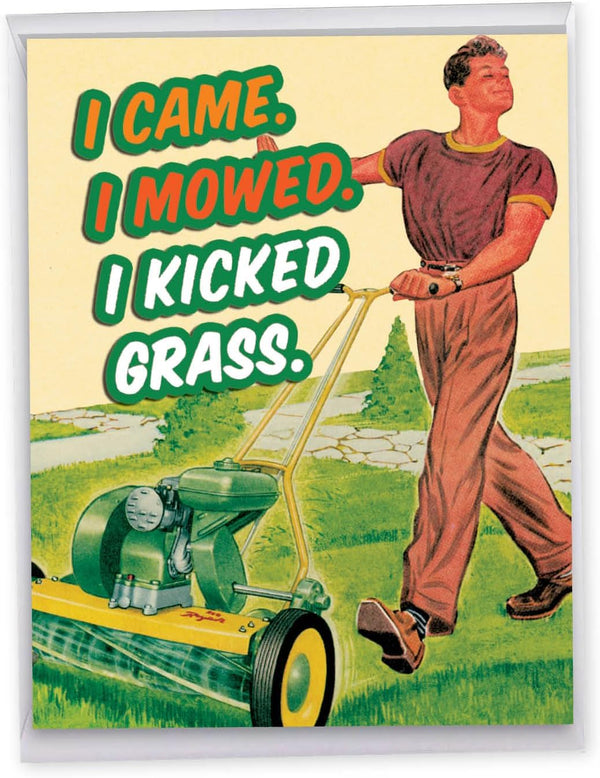 NobleWorks - Design Greeting Card for Relative, Happy Birthday Greetings, 8.5 x 11 Inch with Envelope - K Grass J9725
