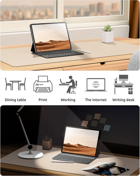 YSAGi Leather Desk Pad Protector, Large Non-Slip PU Leather Desk Blotter for Office and Home