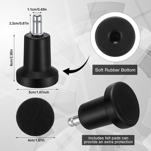 Outus 5 Pieces Bell Glides Replacement Office Chair Wheels Stopper Office Chair Swivel Caster Wheels Stool Bell Glides