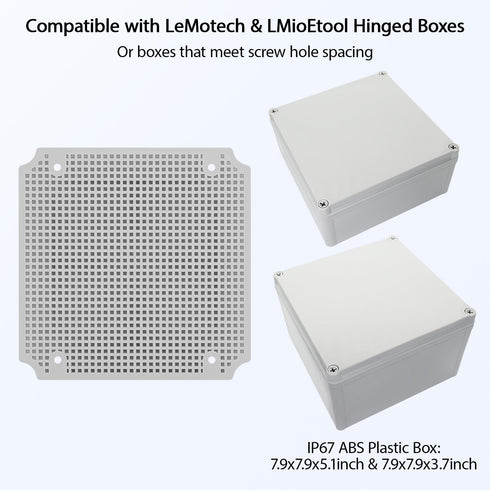 LeMotech Junction Box Mounting Plate, ABS Plastic Internal Panel with Screws, 7.2"x7.2"