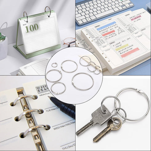 FavorFishFans (1.0In/30PCS) Metallic Loose Leaf Binder Rings, Nickel Plated, for Flash Cards Rings, Office Book Rings