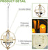 SUNNYPARK 3 12.6" Battery Operated Outdoor Candle Chandelier - Gold and Black Metal Globe Hanging Pendant Light