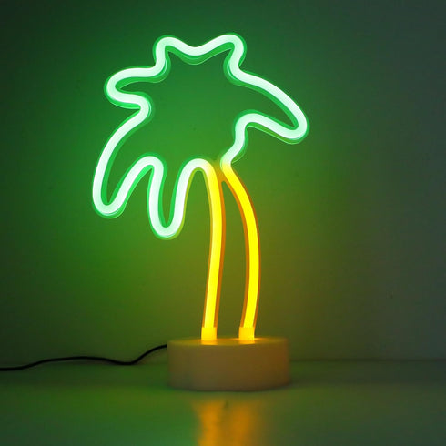Summer ENUOLI Coconut Palm tree Neon Signs LED Battery Operated USB Powered Neon Light with Holder Base for Party