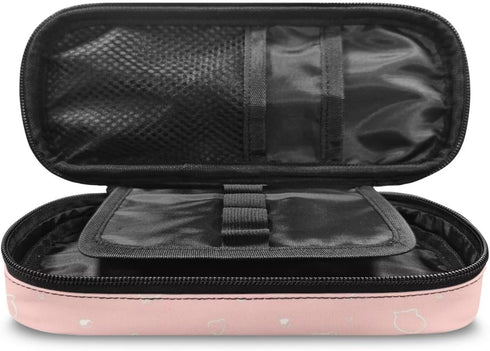 Kawaii Cat Pencil Case, Aesthetic Pen Holder with Compartments for School Supplies, Teen Girls, Home