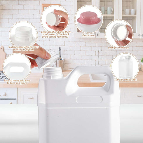 3 Pcs 1 Gallon Plastic Jug with Lids, Square Empty Storage Containers for Water, Sauces, Soaps, Detergents, Liquids