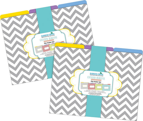 Barker Creek Designer File Folders - Set of 24, Beautiful Chevron, Multicolor Chevrons, Letter Size, 1/3 Cut Tabs