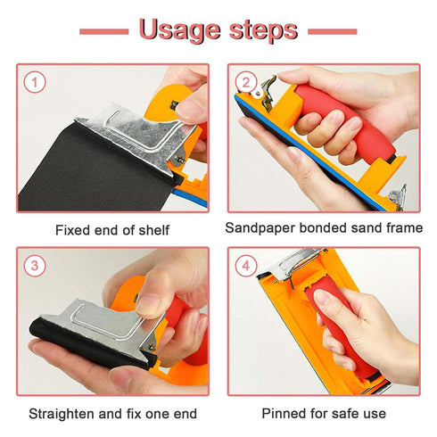 Hand Sander, Sandpaper Holder with Sponge Handle, 7 x 3.5 inch Manual Sanding Block for Polishing