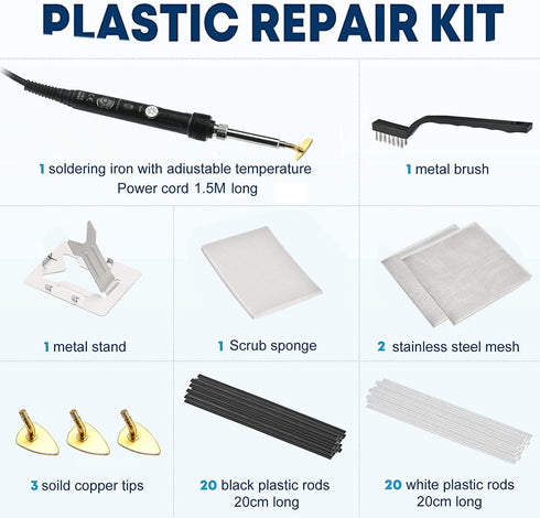 Plastic Welding Kit for Surface Repair, Adjustable Temperature Welder Tool for Car Bumper, Kayak, Canoe 110V 80W by BIAJIYA