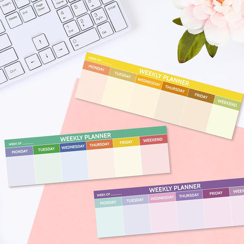 Geyee 300 Sheets Weekly Calendar Pad, 2.8 x 9.5 Inch Horizontal Weekly Planner Sticky Notes for Studying Office