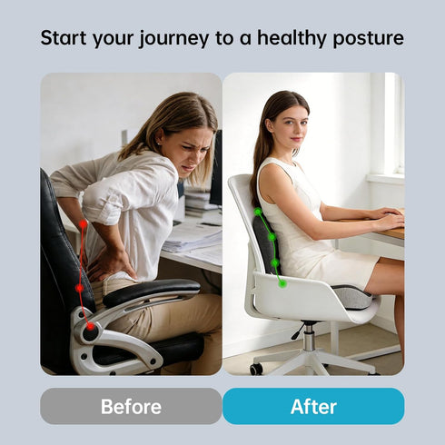KEZPO Orthopedic Seat Cushion, L-Shaped Ergonomic Memory Foam Back & Seat Support, Non-Slip Breathable Washable Cover