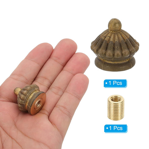 PATIKIL 25 25mm 1 Set x Lamp Finials Caps Knob, Solid Brass Lamp Shade Top Decoration Screw Cap Nuts with Brass