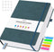 Graph Paper Notebook, B5 Hardcover Leather, 312 Numbered Pages, 100gsm No Bleed Grid Paper, 7.6'' X 10'', Grey Blue