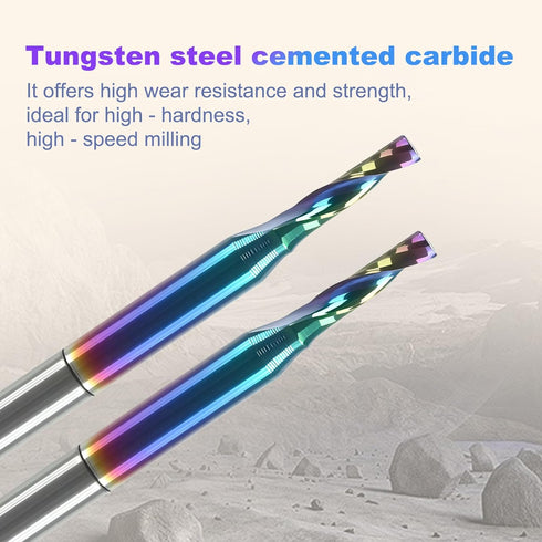 10 1/8 inch Pcs O Flute Spiral Router Bit Shank, Up Cut Solid Carbide Milling Cutters with DLC Coating, Single Flute