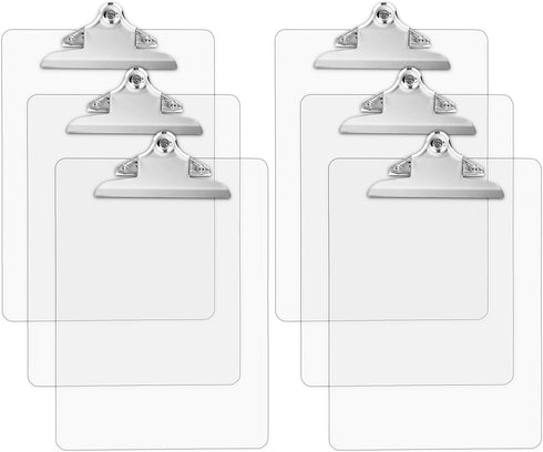 Plastic Transparent Clipboards Set of 6, Strong 12.5 x 9 Inch Clipboards Holds 100 Sheets, School Supplies