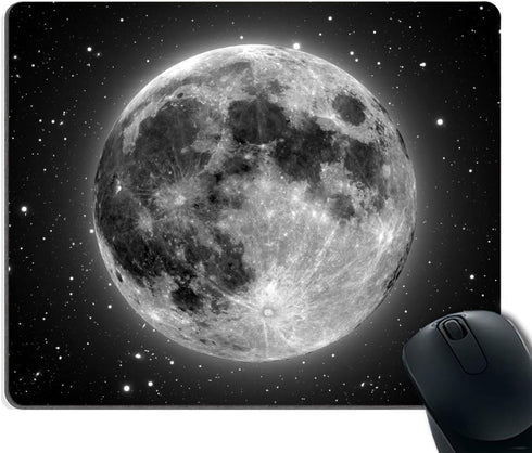 Smooffly Gaming Mouse Pad Custom, Full Moon with Stars in The Background, Non-Slip Thick Rubber Large Mousepad