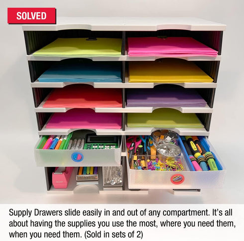 TierDrop Desktop Organizer Supply Drawers, Set of 2, Clear the Clutter and Keep Desk Accessories Organized