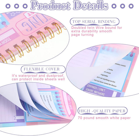 Glenmal 6 Pack Adulting Note Pad, Daily Planner Notepad, Undated Checklist Daily Planner for Office Stuffers